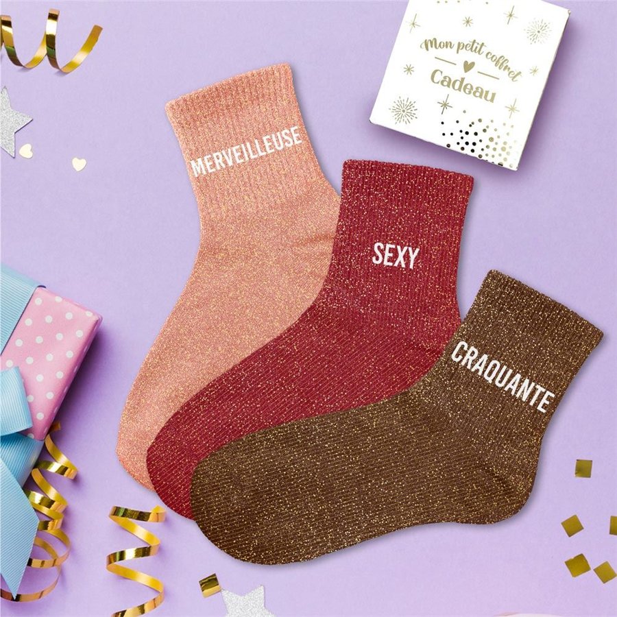 COFFRET TRIO CHAUSSETTES PAILLETTES MERVEILLEUSE
