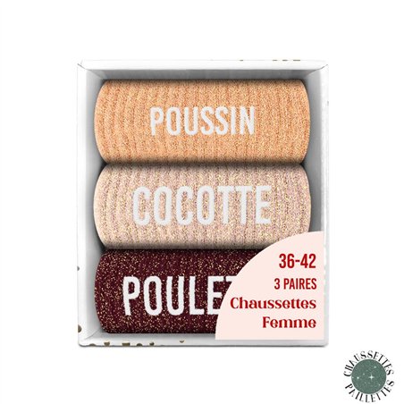 COFFRET TRIO CHAUSSETTES PAILLETTES COCOTTE

