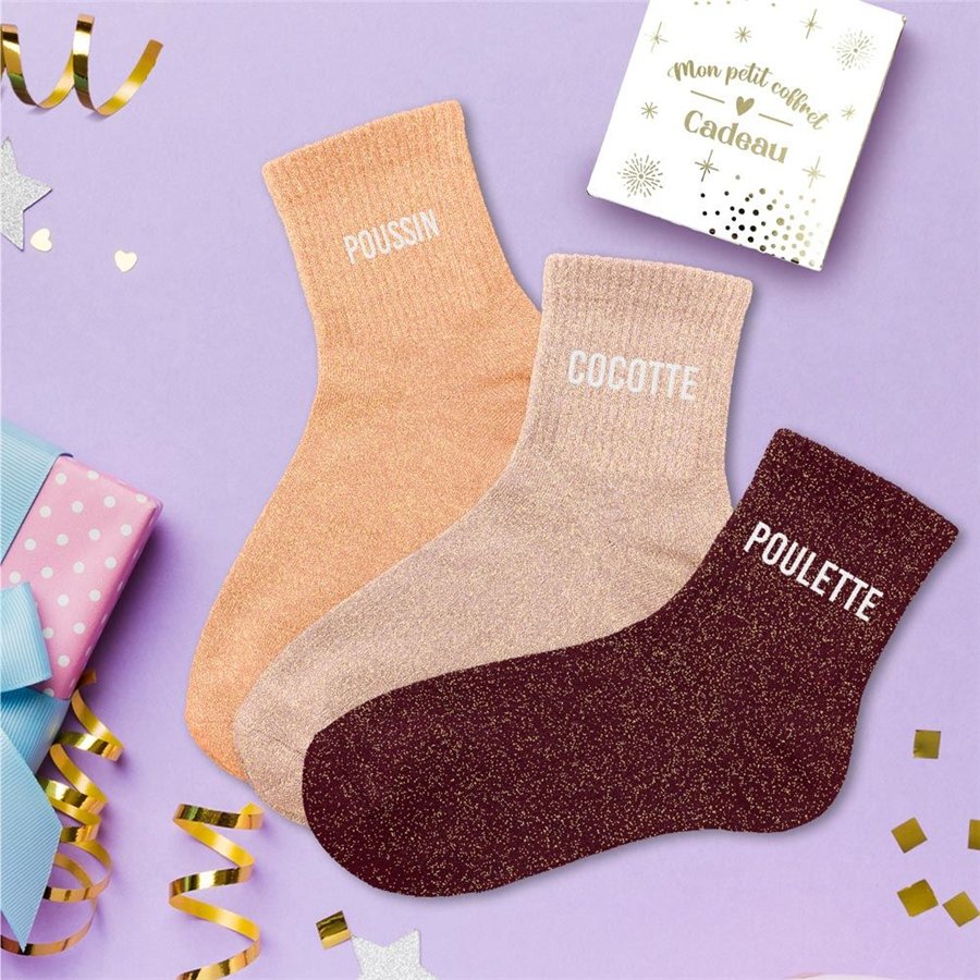 COFFRET TRIO CHAUSSETTES PAILLETTES COCOTTE
