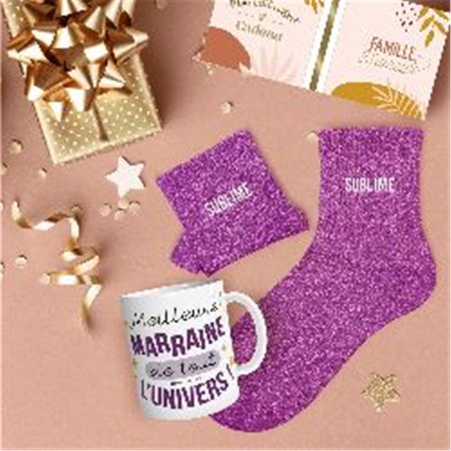 COFFRET MUG CHAUSSETTES PAILLETTES AFFECTIF SUBLIME
