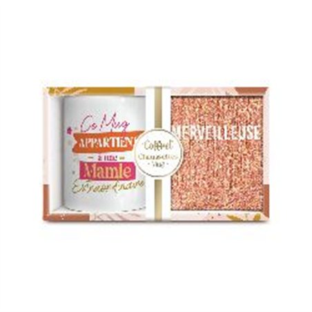COFFRET MUG CHAUSSETTES PAILLETTES AFFECTIF MERVEILLEUSE
