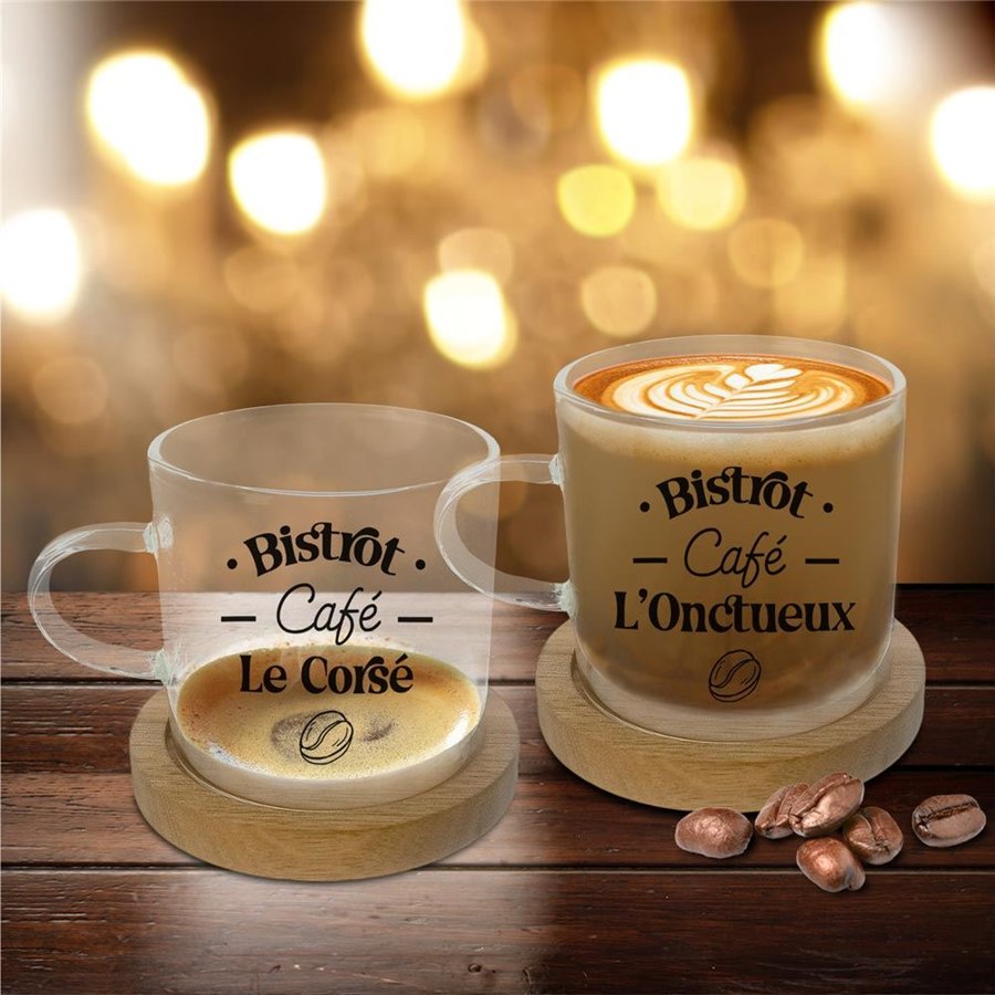 COFFRET 4 TASSES CAFE VERRE