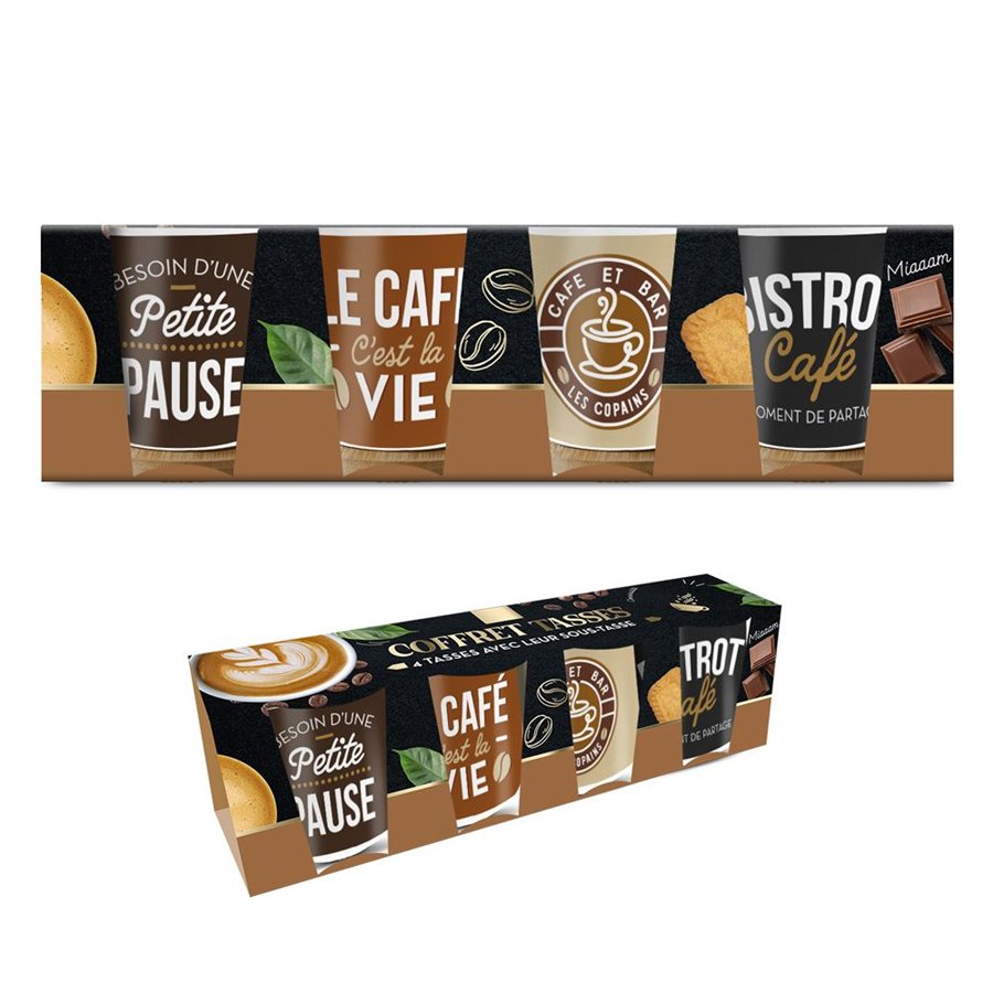 COFFRET 4 TASSES CAFE CERAMIQUE