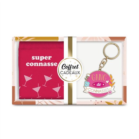 COFFRET CHAUSSETTES/PORTE CLE "GANG DE CONNASSE"