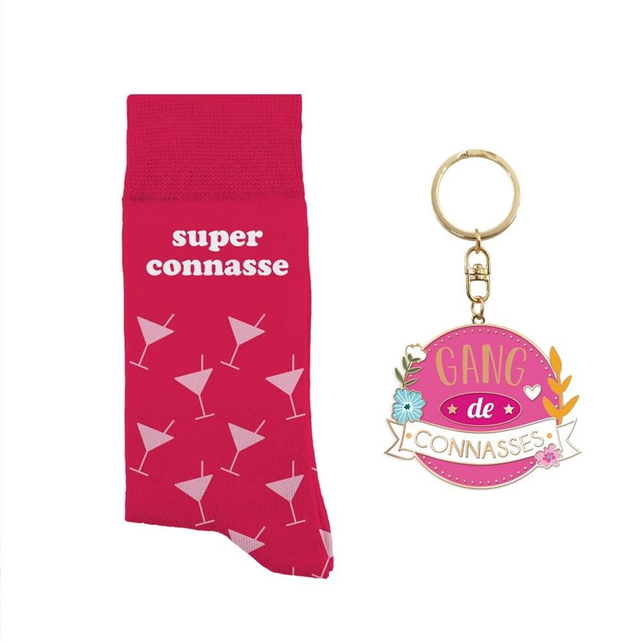 COFFRET CHAUSSETTES/PORTE CLE "GANG DE CONNASSE"