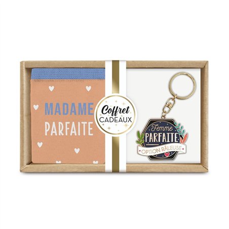 COFFRET CHAUSSETTES/PORTE CLE "FEMME PARFAITE"