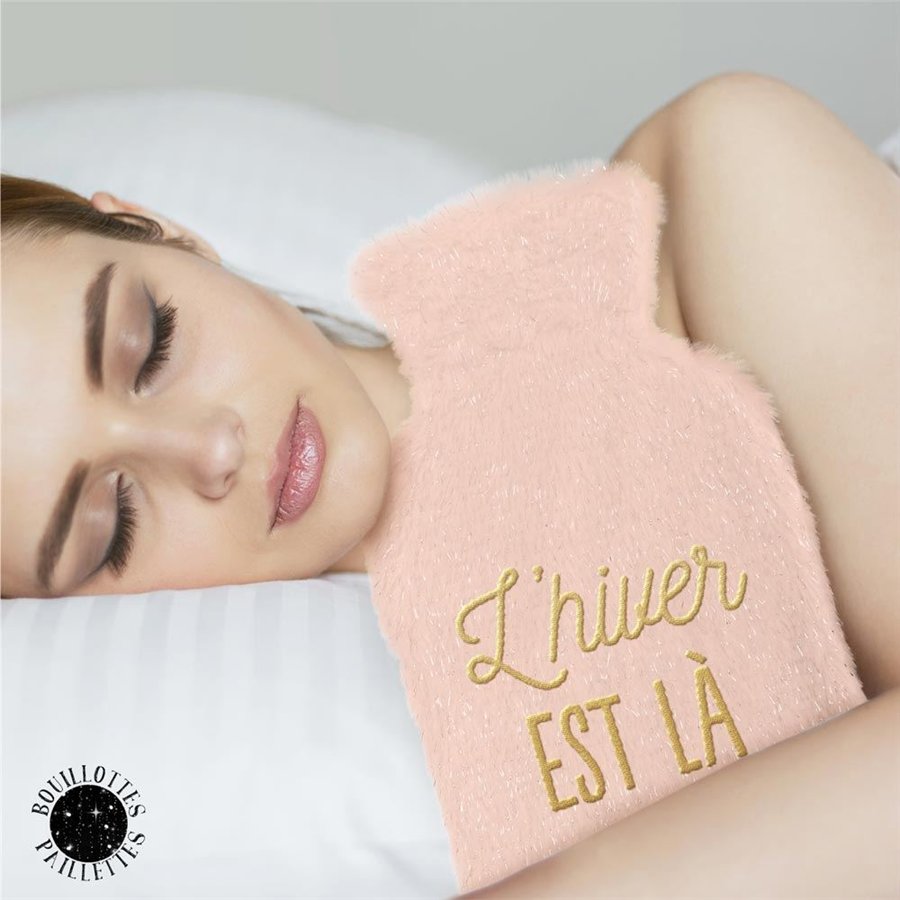 BOUILLOTTE PAILLETTES L HIVER EST LA 