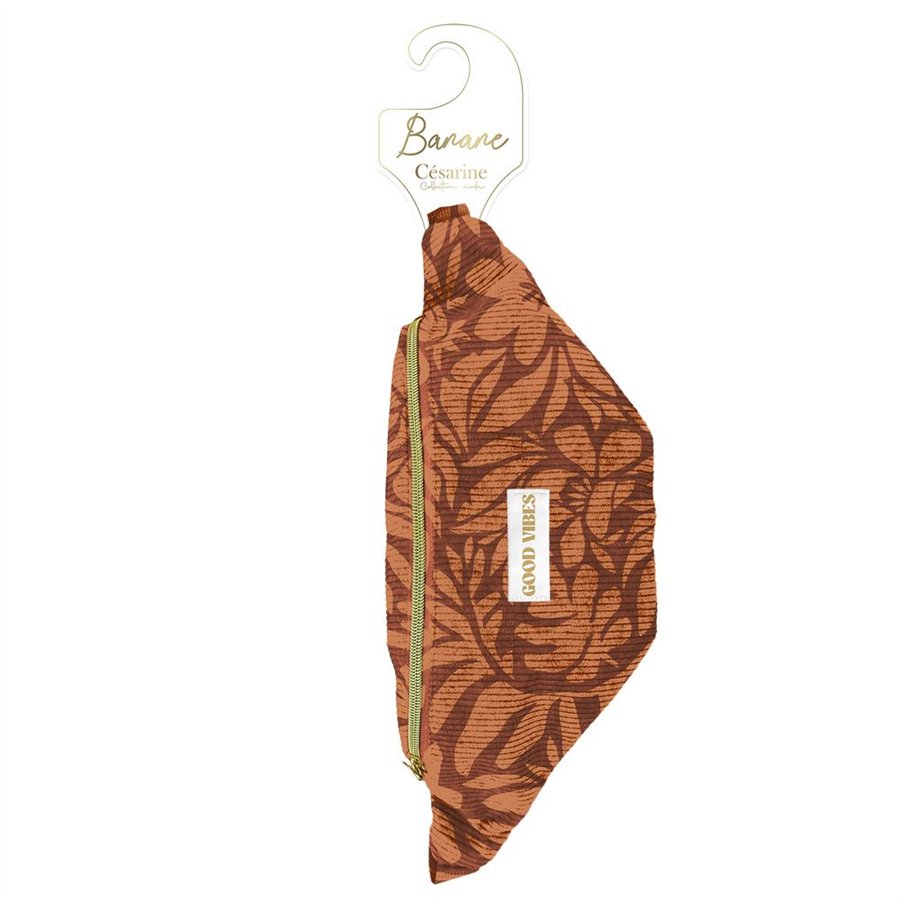 SAC BANANE VELOURS COTELE MOTIFS GOOD VIBES