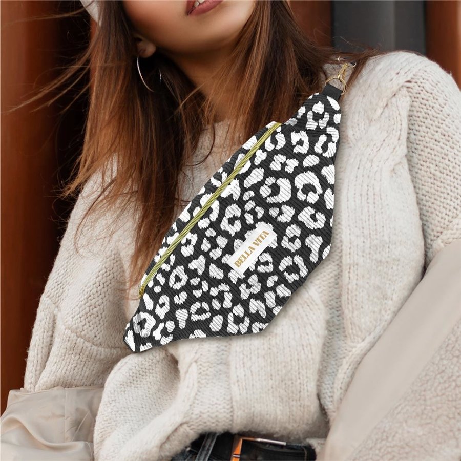 SAC BANANE VELOURS COTELE MOTIFS BELLA VITA