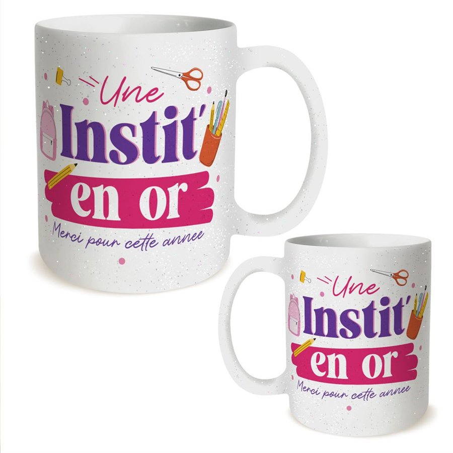 MUG A PAILLETTES UNE INSTIT EN OR
