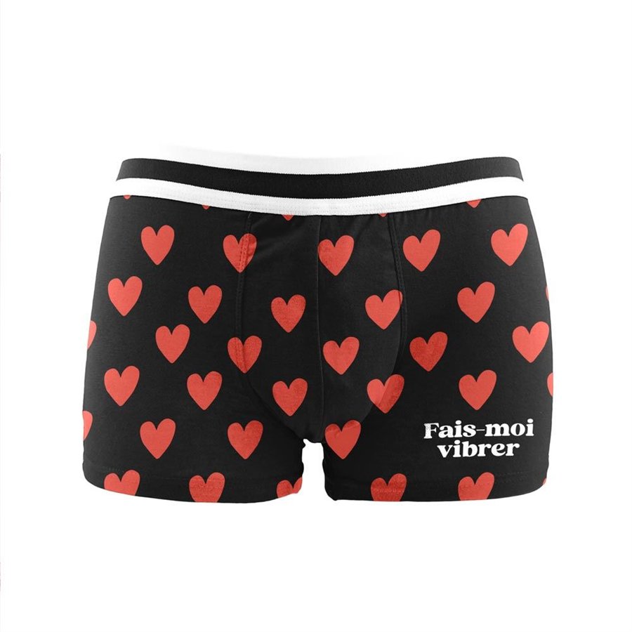 BOXER MOTIFS COEUR FAIS MOI VIBRER TAILLE S SAINT VALENTIN 