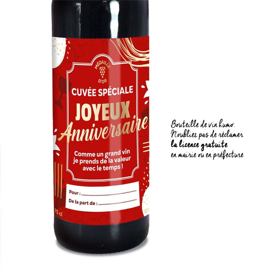 VIN ROUGE VCE HUMO ANNIVERSAIRE