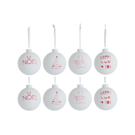 Boule De Noel Textile Mix Verre Blanc/Rouge Small