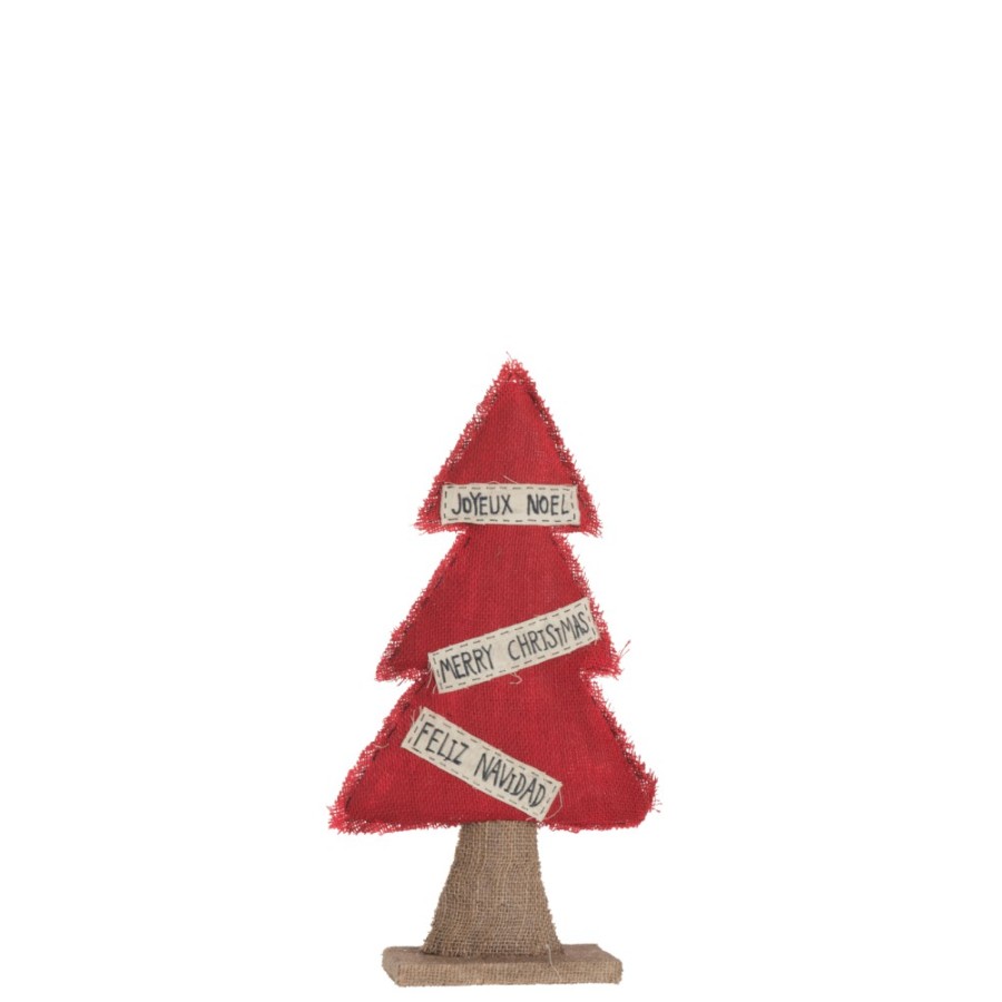 Sapin De Noel Decoratif Textile Jute/Rouge Small