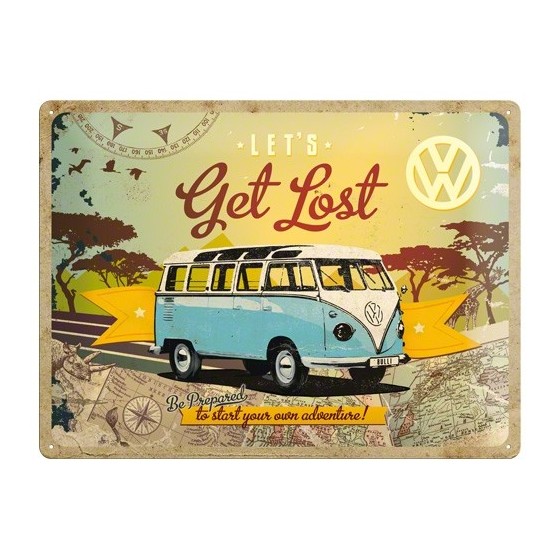 TIN SIGN 30X40CM LET'S GET LOST VW