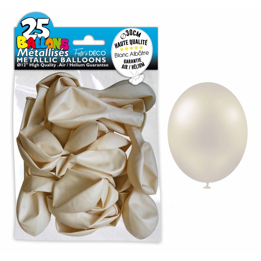 SACHET 25 BALLONS METAL BLANC