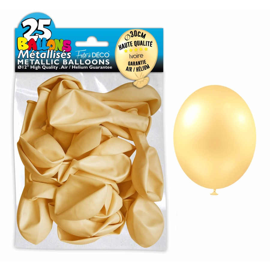 SACHET 25 BALLONS METAL IVOIRE