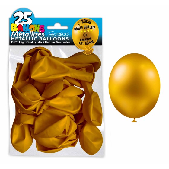 SACHET 25 BALLONS METAL OR