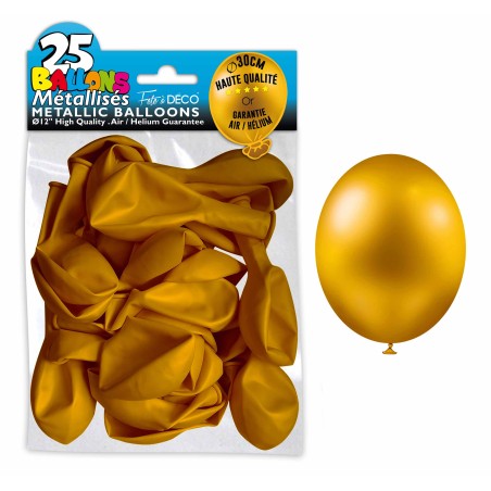 SACHET 25 BALLONS METAL OR