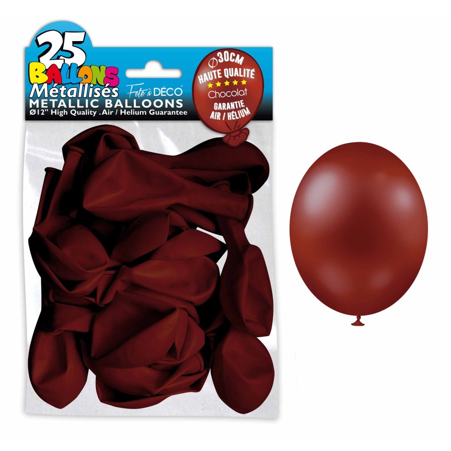 SACHET 25 BALLONS METAL CHOCOLAT