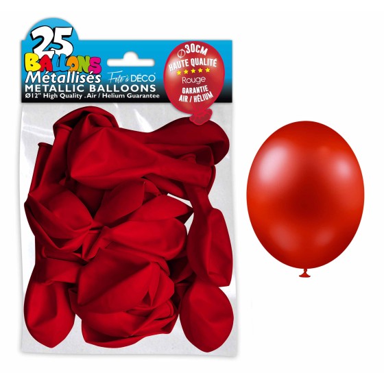 SACHET 25 BALLONS METAL ROUGE