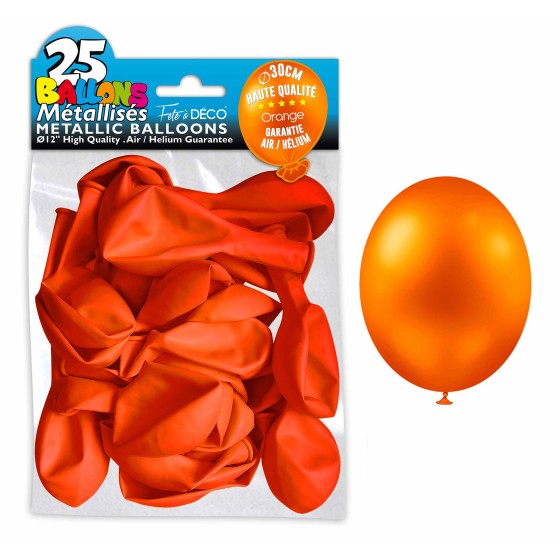 SACHET 25 BALLONS METAL ORANGE