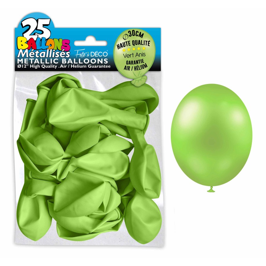 SACHET 25 BALLONS METAL VERT ANIS