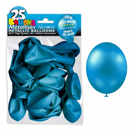 SACHET 25 BALLONS METAL BLEU