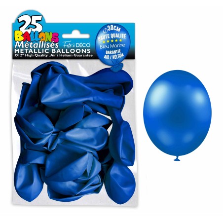 SACHET 25 BALLONS METAL BLEU MARINE