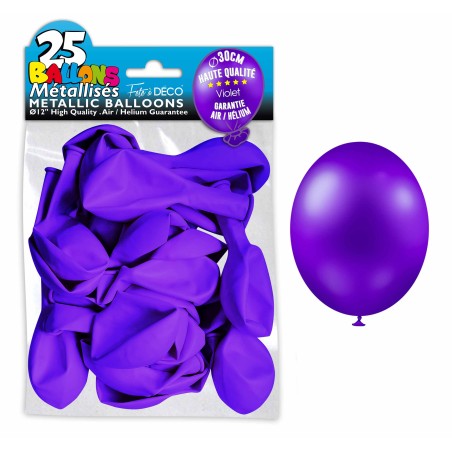 SACHET 25 BALLONS METAL VIOLET FONCE