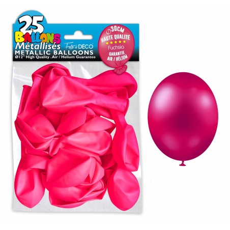 SACHET 25 BALLONS METAL ROSE FUCHSIA