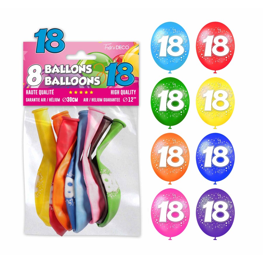 SACHET 8 BALLONS 18 ANS