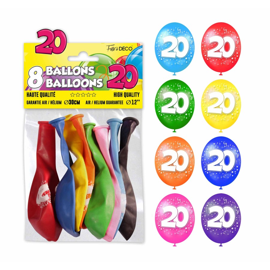 Sachet 8 ballons 20 ans