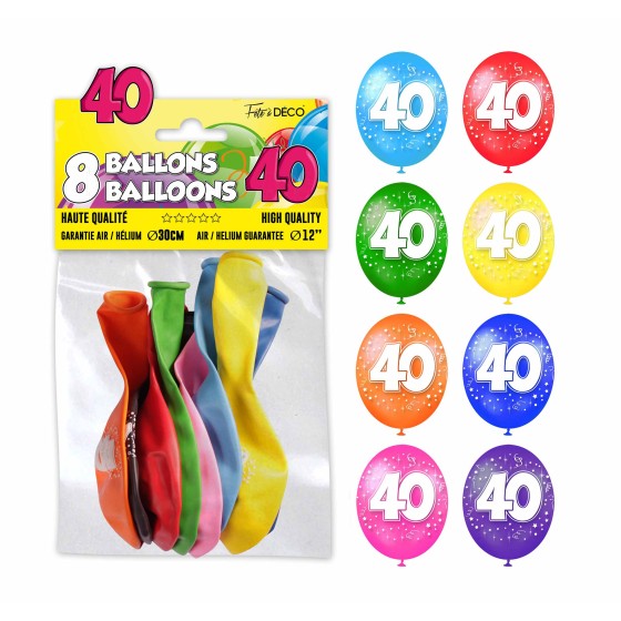 SACHET 8 BALLONS 40 ANS