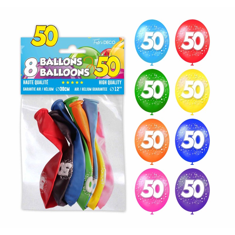 SACHET 8 BALLONS 50 ANS