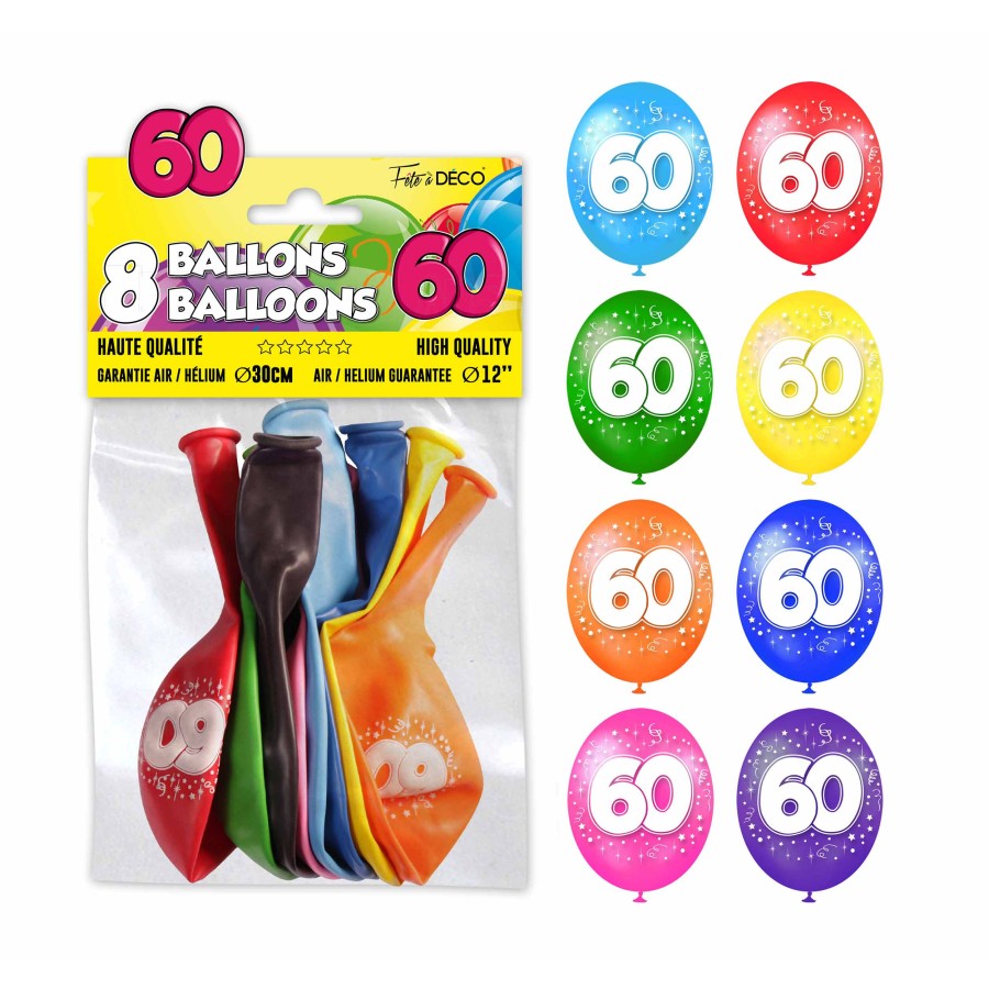 SACHET 8 BALLONS 60 ANS