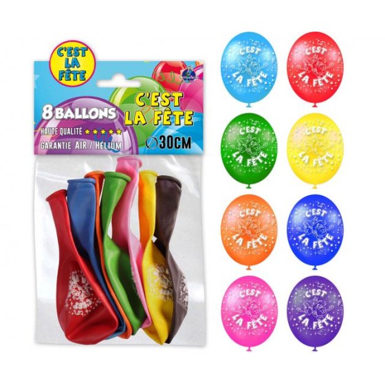 SACHET 8 BALLONS C EST LA FETE