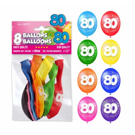 SACHET 8 BALLONS 80 ANS