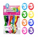 SACHET 8 BALLONS LATEX CHIFFRE 3