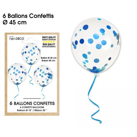 BALLONS CONFETTIS X6 BLEUS