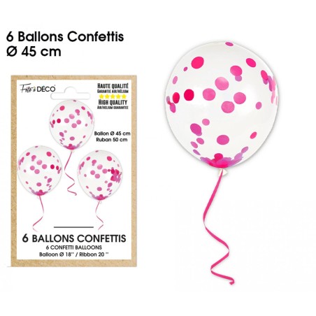 BALLONS CONFETTIS X6 FUCHSIA