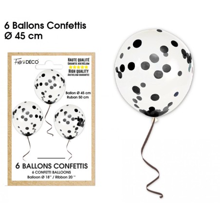 BALLONS CONFETTIS X6 NOIRES