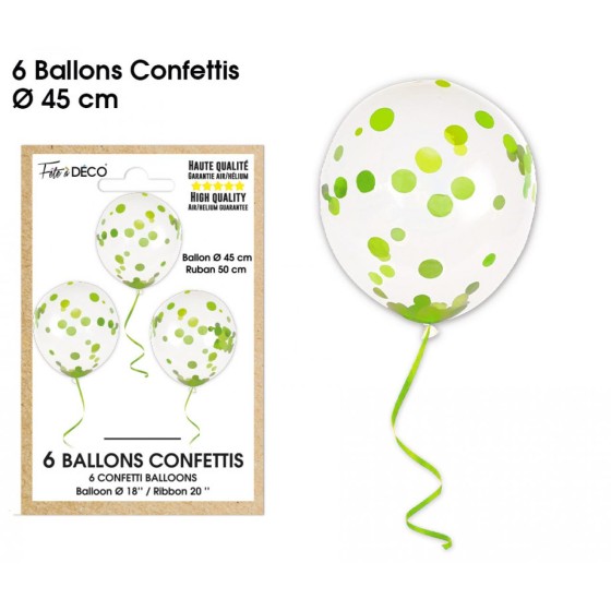 BALLONS CONFETTIS X6 VERTS