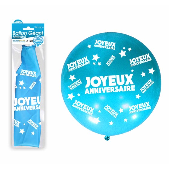 BALLON GEANT JOYEUX ANNIVERSAIRE BLEU