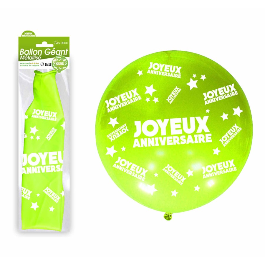 BALLON GEANT JOYEUX ANNIVERSAIRE VERT