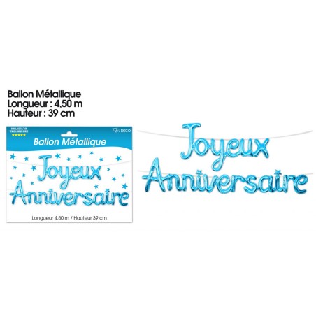 BALLON METALLIQUE JOYEUX ANNIVERSAIRE BLEU