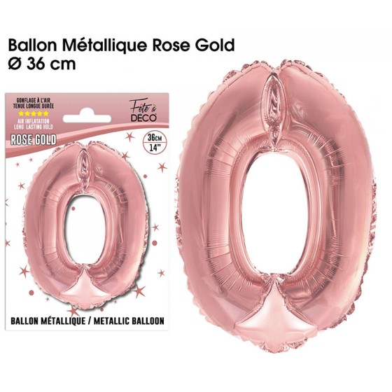 BALLON METALLIQUE ROSE GOLD CHIFFRE 0