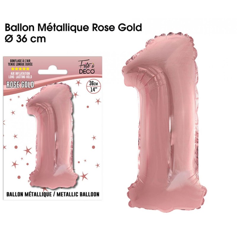 BALLON METALLIQUE ROSE GOLD CHIFFRE 1