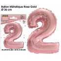 BALLON METALLIQUE ROSE GOLD CHIFFRE 2