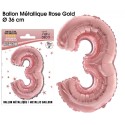 BALLON METALLIQUE ROSE GOLD CHIFFRE 3